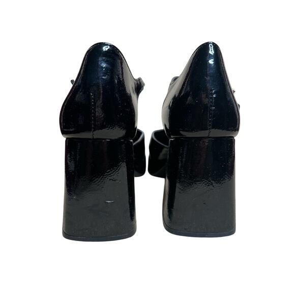 Steve Madden Black Faux Patent Leather Block Heel Mary Jane Shoes 3.25" Heel 8M - Picture 5 of 14